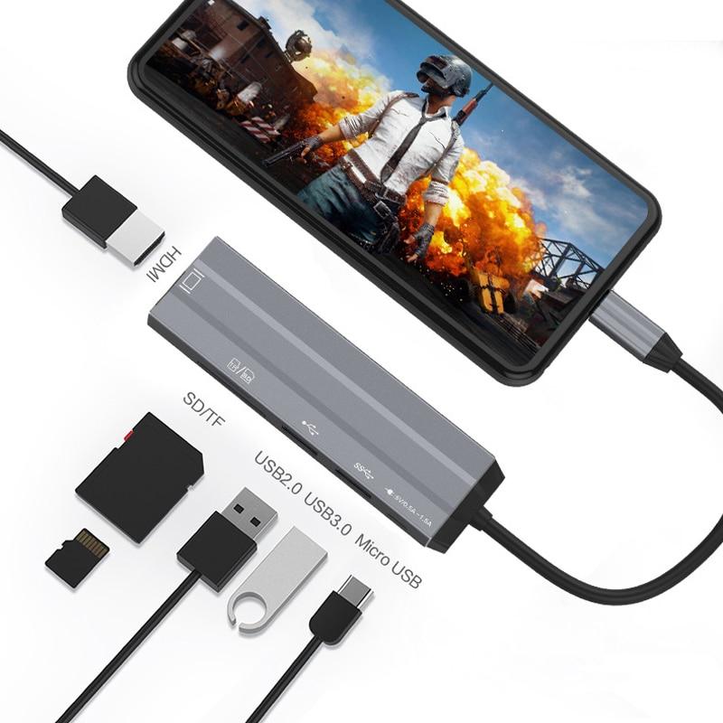 AIXXCO USB HUB USB C to HDMI SD/TF for MacBook Samsung Galaxy S10 Huawei Mate 20 P20 Pro Type C USB 3.0 HUB