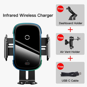 Baseus 15W Wireless Car Charger for IPhone 11 Pro Samsaung Fast Wireless Charging Intelligent Infrared Qi Wireless Charger