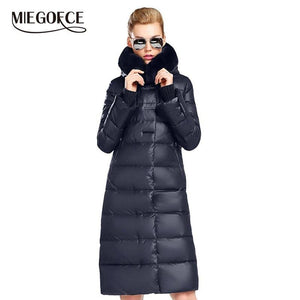 MIEGOFCE 2019 Women's Coat Jacket Medium Length Women Parka With a Rabbit Fur Winter Thick Coat Women New Winter Collection Hot