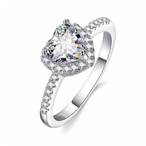 Fashion Crystal Heart Shaped Wedding Rings Women's Zircon Engagement Rings Glamour Jewelry