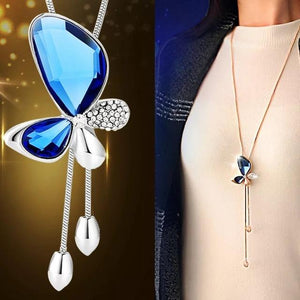 Collier Femme Long Gray Crystal Necklaces & Pendants for Women