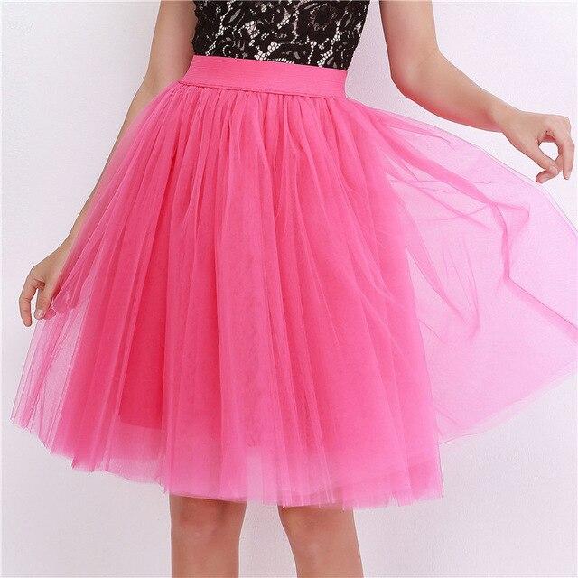 Party Train Puffy 5Layer 60CM Fashion Women Tulle Skirt Tutu Wedding Bridal Bridesmaid Overskirt Petticoat Lolita Saia 2019