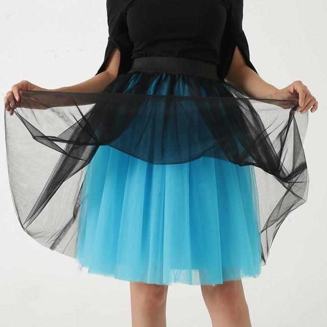 Party Train Puffy 5Layer 60CM Fashion Women Tulle Skirt Tutu Wedding Bridal Bridesmaid Overskirt Petticoat Lolita Saia 2019