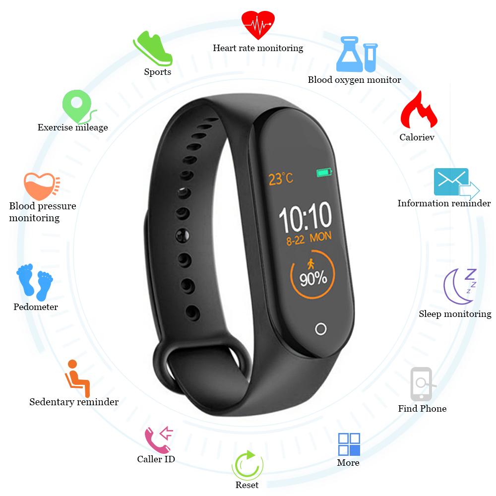 New M4 Smart Band Fitness Tracker Smart Watch Sport Smart Bracelet Heart Rate Blood Pressure Smartband Monitor Health Wristband