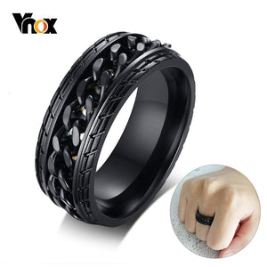 Cool Black Spinner Chain Ring for Men