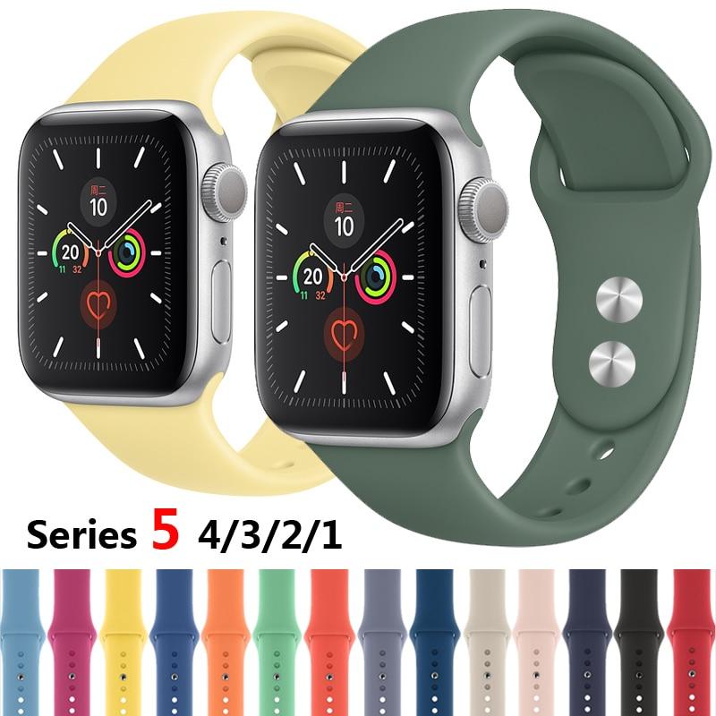 Sport silicone Strap For Apple watch band 4 44mm 40mm iwatch band 42mm 38mm bracelet belt apple watch series 5 4 3 2 accessories