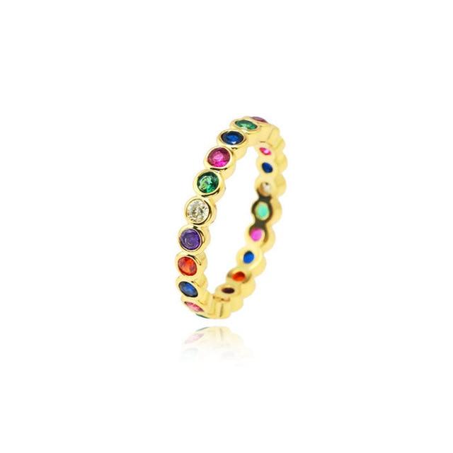 Women's Ring Crown Rainbow Ring Inlay Colored Rhinestone