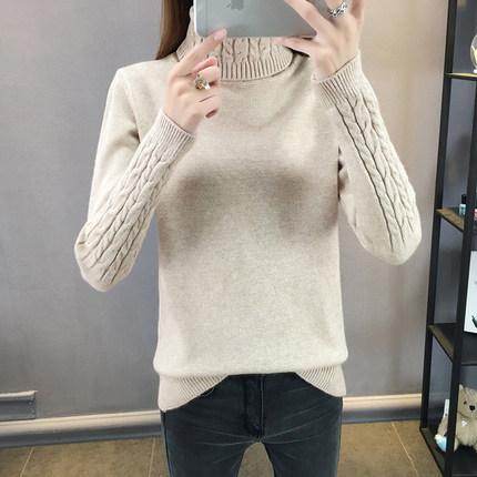 2019 New Autumn winter Women Knitted Sweaters Pullovers Turtleneck Long Sleeve Solid Color Slim Elastic Short Sweater Women