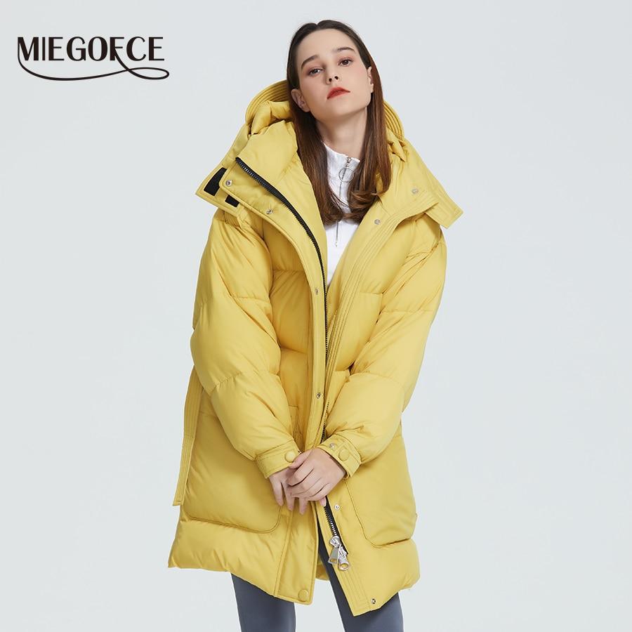 MIEGOFCE 2019 New Design Winter Coat Womens Parka Insulated Loose Cut With Patch Pockets Casual Loose Jacket Stand Collar Hooded