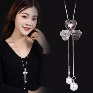 Collier Femme Long Gray Crystal Necklaces & Pendants for Women