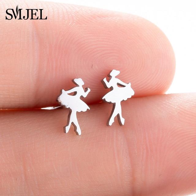 Stainless Steel Mickey Stud Earrings for Women Girls Minimalist Fox Cat Hedgehog Earings