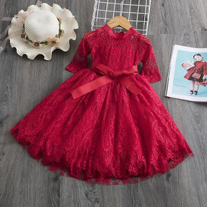 Kids Dresses For Girls Long Sleeve Deer Snowflake Print Dress
