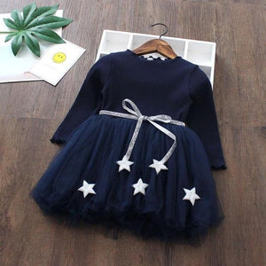 Kids Dresses For Girls Long Sleeve Deer Snowflake Print Dress