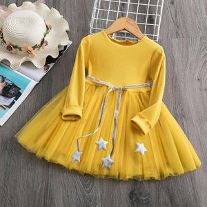 Kids Dresses For Girls Long Sleeve Deer Snowflake Print Dress