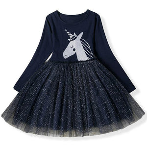 Kids Dresses For Girls Long Sleeve Deer Snowflake Print Dress
