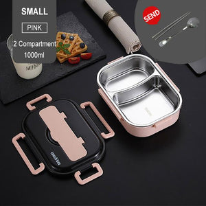 ONEUP 304 Stainless Steel Lunch Box New Japanese Style Compartment Bento Box Kitchen Leakproof Food Container To Send Tableware