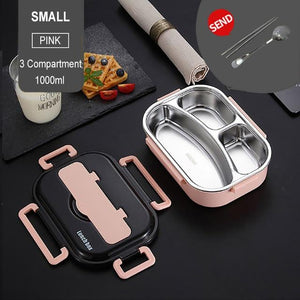 ONEUP 304 Stainless Steel Lunch Box New Japanese Style Compartment Bento Box Kitchen Leakproof Food Container To Send Tableware