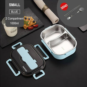 ONEUP 304 Stainless Steel Lunch Box New Japanese Style Compartment Bento Box Kitchen Leakproof Food Container To Send Tableware