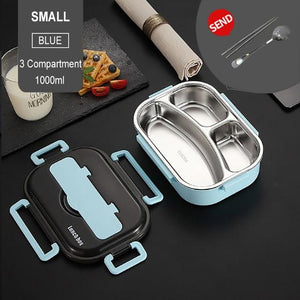 ONEUP 304 Stainless Steel Lunch Box New Japanese Style Compartment Bento Box Kitchen Leakproof Food Container To Send Tableware