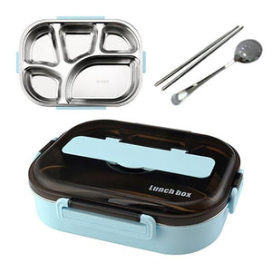 ONEUP 304 Stainless Steel Lunch Box New Japanese Style Compartment Bento Box Kitchen Leakproof Food Container To Send Tableware