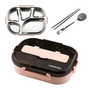 ONEUP 304 Stainless Steel Lunch Box New Japanese Style Compartment Bento Box Kitchen Leakproof Food Container To Send Tableware