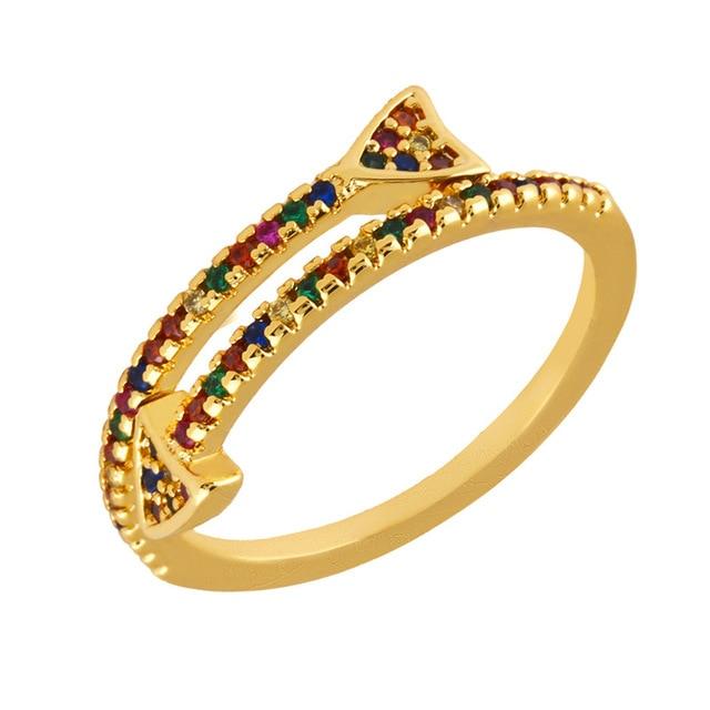 Women's Ring Crown Rainbow Ring Inlay Colored Rhinestone