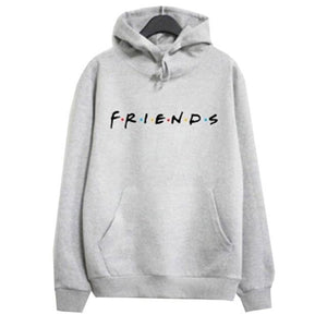 Women Friends Hoodies Harajuku Letters Print Pocket Warm Thicken Pullovers Hip Hop Loose Solid Female Sweatshirts