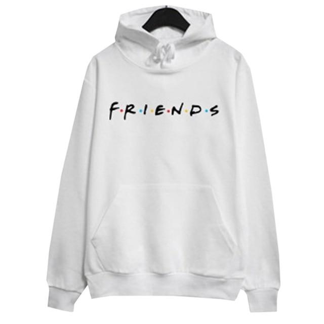 Women Friends Hoodies Harajuku Letters Print Pocket Warm Thicken Pullovers Hip Hop Loose Solid Female Sweatshirts