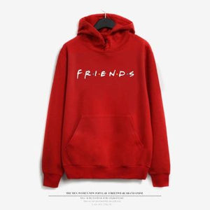 Women Friends Hoodies Harajuku Letters Print Pocket Warm Thicken Pullovers Hip Hop Loose Solid Female Sweatshirts