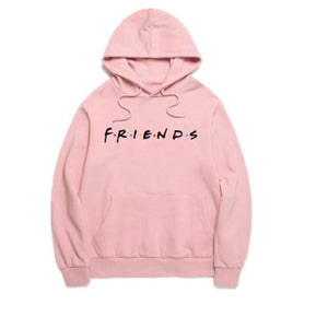 Women Friends Hoodies Harajuku Letters Print Pocket Warm Thicken Pullovers Hip Hop Loose Solid Female Sweatshirts