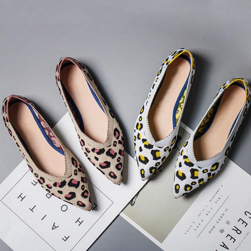 Spring Women Flats Shoes Leopard Print Women Shoes Ballerina