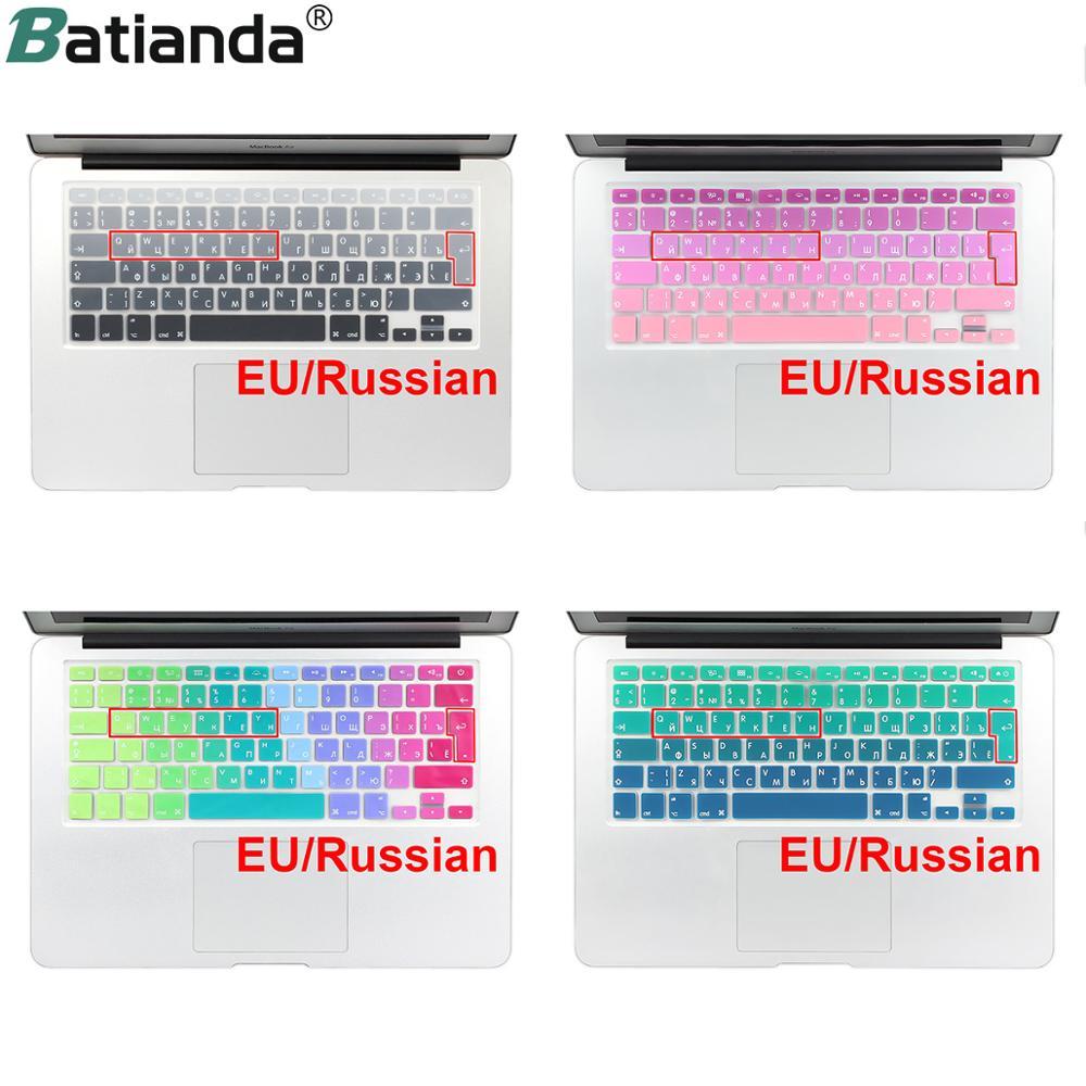 EU/UK layout Gradient Colors Spain Russia Keyboard Cover Silicone Sticker Skin for MacBook Pro 13" 15" Retina Mac Air 13 A1466