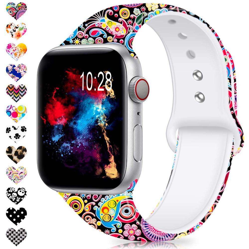 Joyozy Sport Silicone Band for Apple Watch 38mm 42mm 40mm 44mm Soft Strap Cartoon Woman Men Bracelet for iwatch Series 4 5 3 2 1