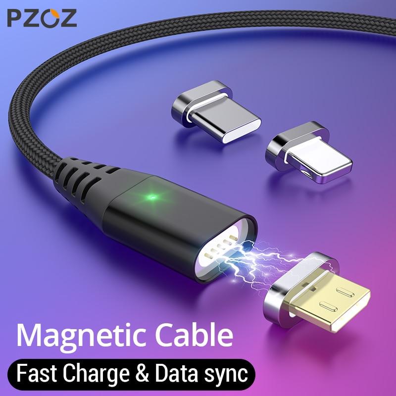 PZOZ 1M 2M Magnetic Cable Micro usb Type C Fast Charging Microusb Type-C Magnet Charger Wire usb c For iphone 11 X Xr usb cable