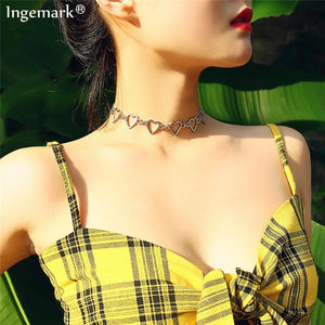 Ingemark Korean Sweet Love Heart Choker Necklace