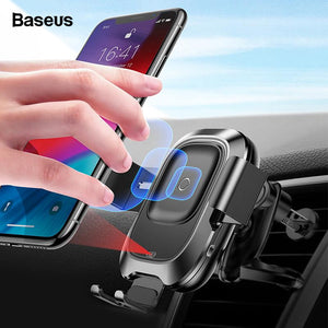 Baseus Qi Car Wireless Charger For iPhone 11 Samsung Xiaomi Car Mount Induction Infrared Fast Wireless Charging Car Phone Holder