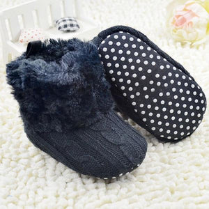 Cute Autumn Winter Infants Shoes Baby Girl Boy Polka Dot Knitting Boots