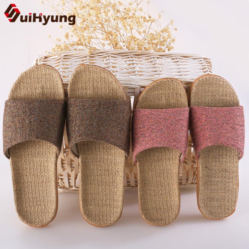 Women Flax Slippers New Summer Indoor Shoes Home Slipper / Flip Flops