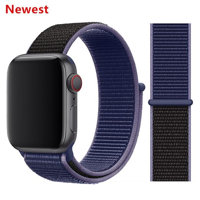 Nylon Sport Loop Soft for  iwatch Series 4/5/3/2/1 Breathable Replacement Watch Strap For Apple Watch Band 38mm/40mm/42 mm/44 mm