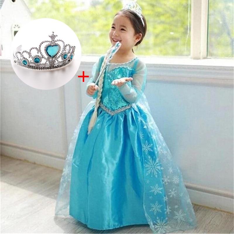 Fancy 4-10y Baby Girl Princess Elsa Dress for Girls