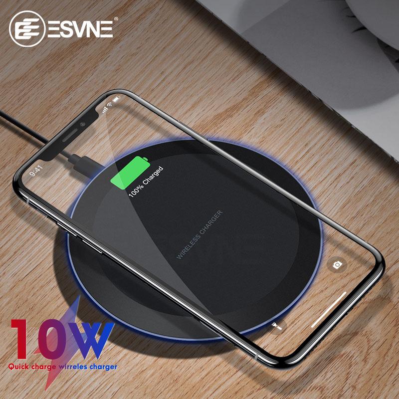 ESVNE 10W Fast Wireless Charger for iPhone X Xs MAX XR 8 plus Charging for Samsung S8 S9 Plus Note 9 8 USB Phone Qi Charger Pad