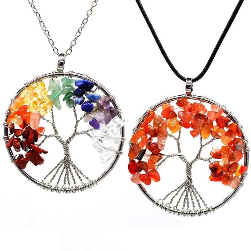 7 Chakra Quartz Natural Stone Tree of Life pendulum Pendant