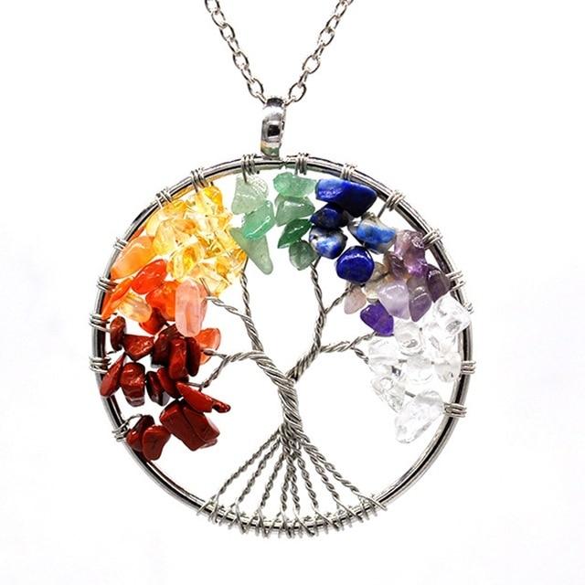 7 Chakra Quartz Natural Stone Tree of Life pendulum Pendant