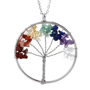 7 Chakra Quartz Natural Stone Tree of Life pendulum Pendant