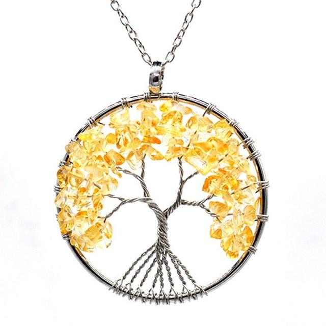 7 Chakra Quartz Natural Stone Tree of Life pendulum Pendant