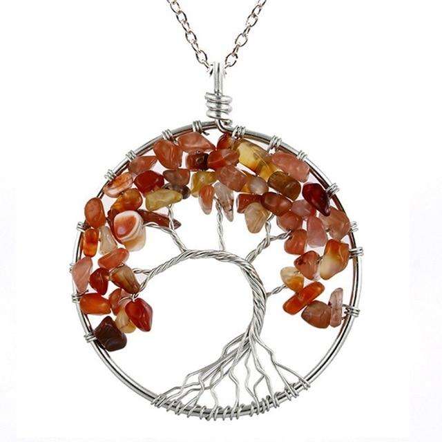 7 Chakra Quartz Natural Stone Tree of Life pendulum Pendant