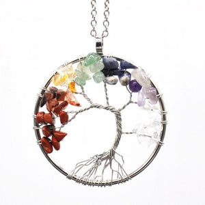 7 Chakra Quartz Natural Stone Tree of Life pendulum Pendant