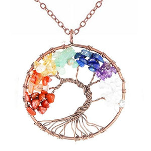 7 Chakra Quartz Natural Stone Tree of Life pendulum Pendant