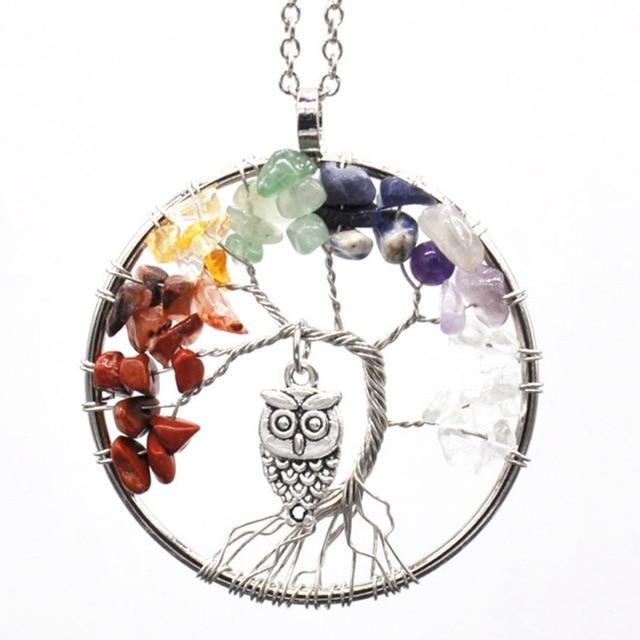 7 Chakra Quartz Natural Stone Tree of Life pendulum Pendant