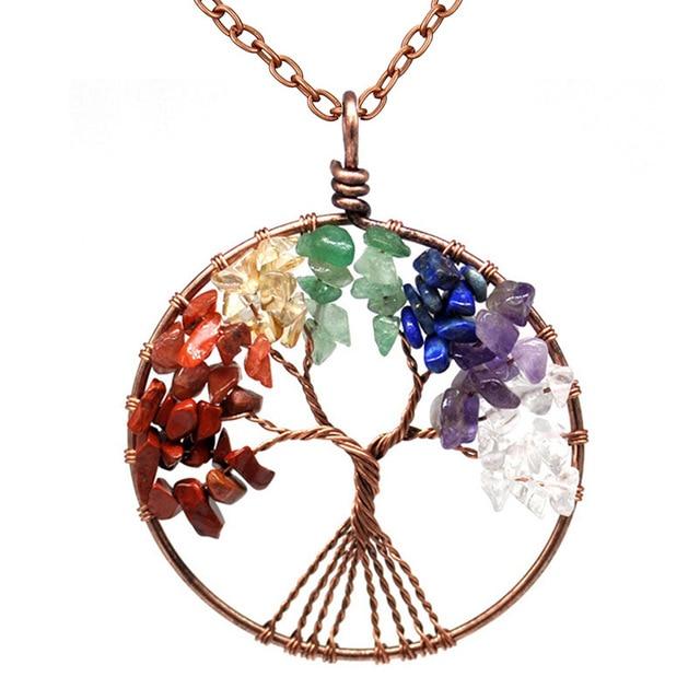 7 Chakra Quartz Natural Stone Tree of Life pendulum Pendant